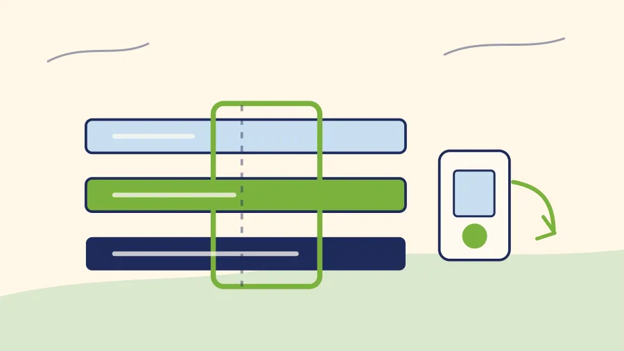Textfreies Schwellen-Schema mit Verbrauchsbalken, Sweet-Spot-Fenster und Mini-Speicher.