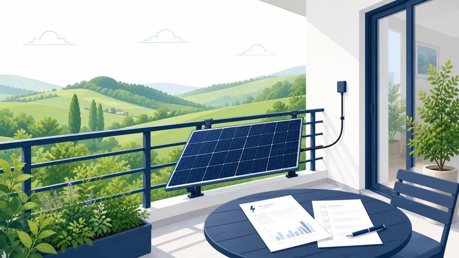 Ein steirischer Balkon mit steckerfertigem Solarmodul und Stromrechnung zeigt: Vor dem Kauf zählt die zuständige Netzmeldung mehr als eine nicht mehr verfügbare Förderung.