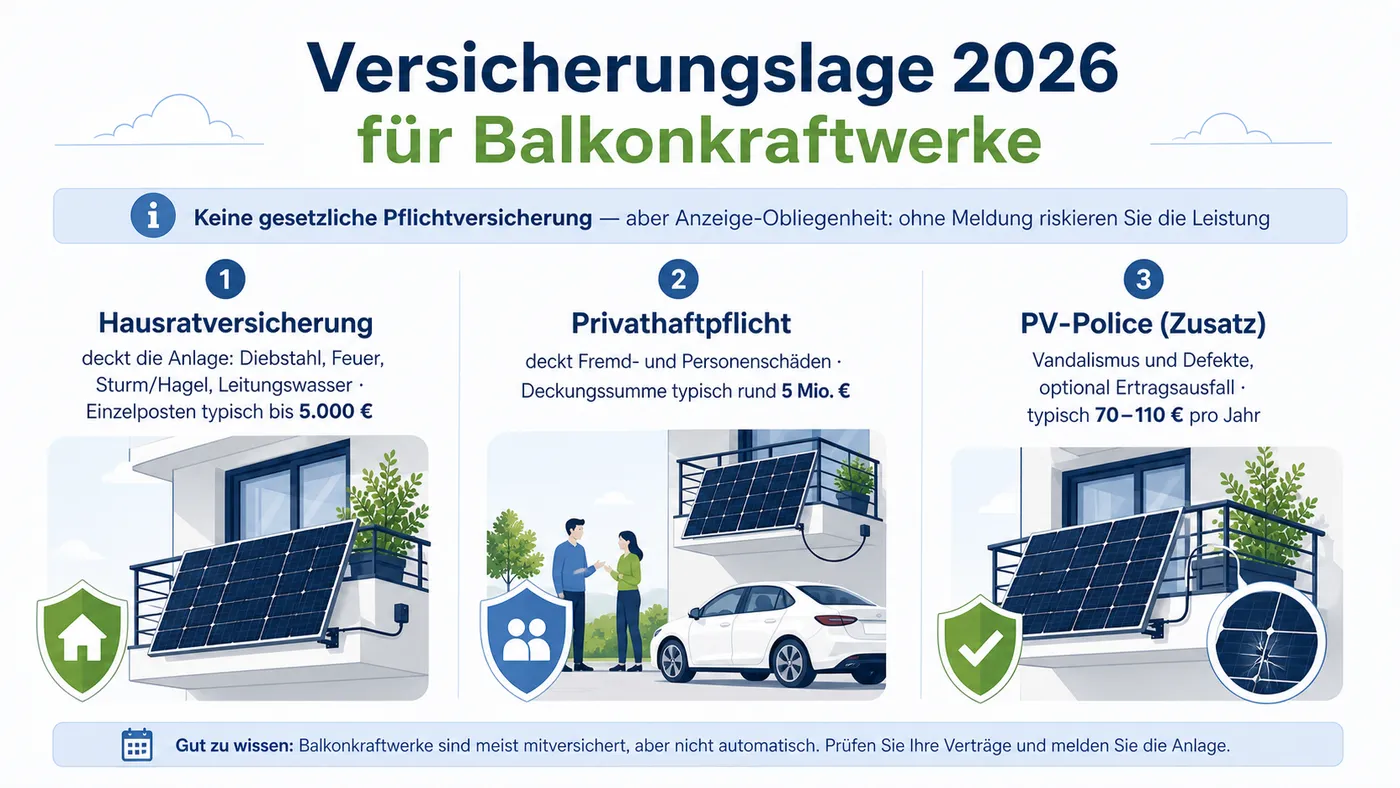 Vergleichsbild zu Hausratversicherung, Privathaftpflicht und PV-Police beim Balkonkraftwerk.