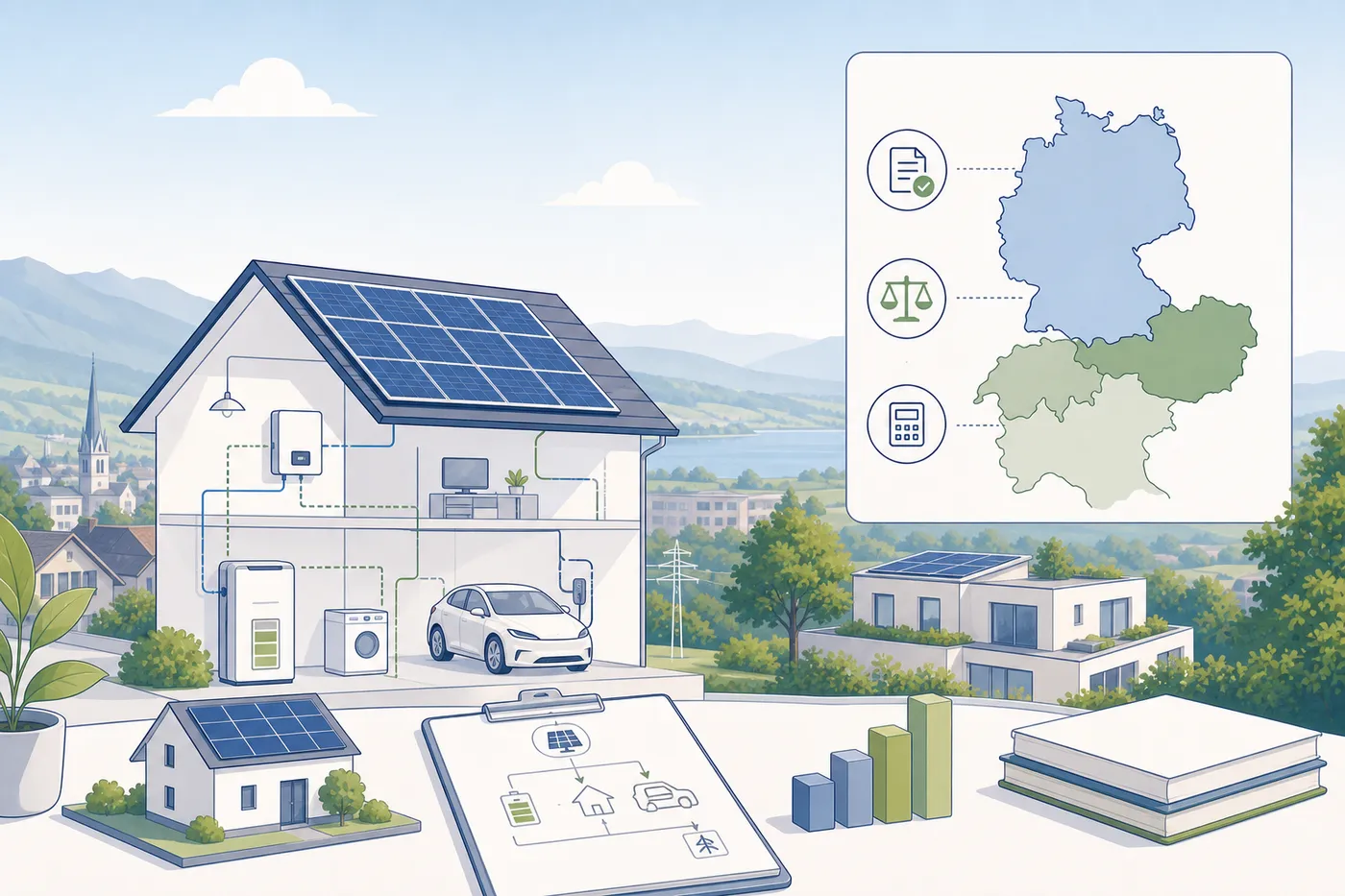 Lesefluss-Reset zur DACH-Steuerlage für PV-Anlagen.